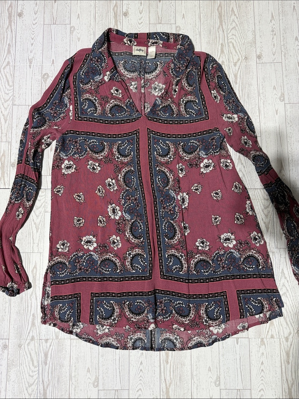 Daytrip Mauve Pink Paisley Patchwork Tunic
